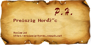 Preiszig Horác névjegykártya